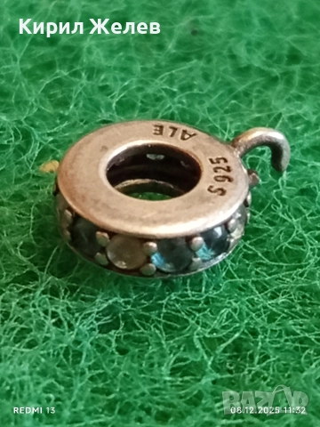 Сребърна висулка талисман PANDORA със сини камъни 50464, снимка 2 - Колиета, медальони, синджири - 52687465