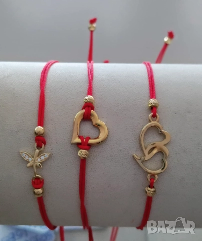 Нова златна гривна с червен конец 50996