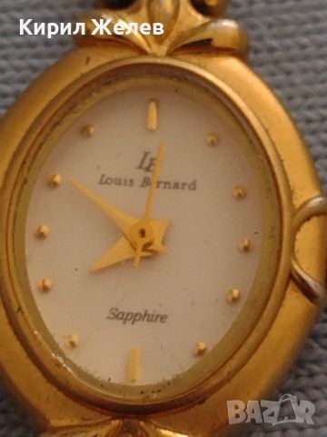 Оригинален дамски часовник Louis Bernard 22 karate gold plated sapphire cristal SWISS 46121, снимка 3 - Дамски - 46080693