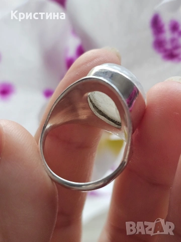 Сребърен пръстен с Лунен камък, снимка 5 - Пръстени - 53904778