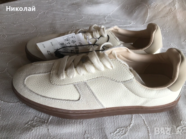 Маратонки  / сникърси / спортни обувки Reserved, естествена кожа, 42 номер, бели, нови с етикет, снимка 3 - Маратонки - 53486428