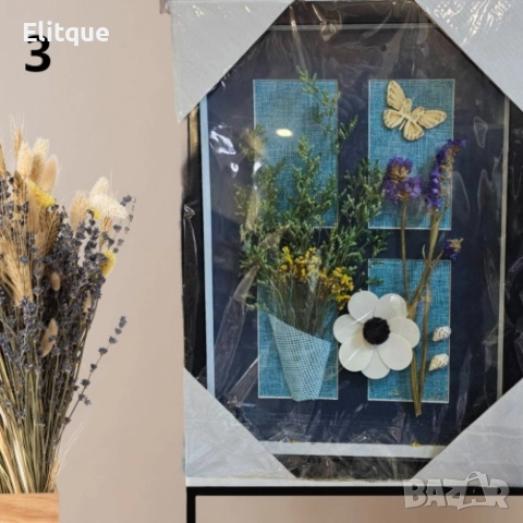 Декорация за стена, крафт картина с хербарии, различни видове 43.5cm*31.5cm, снимка 6 - Картини - 52895785