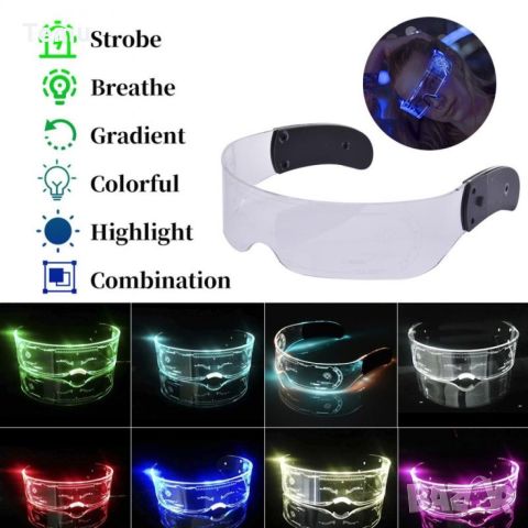 Светещи PARTY LED очила, режим в 7 цвята. Издръжливост на батерия: около 60 минути. Цвета на светлин, снимка 5 - Други - 45696497