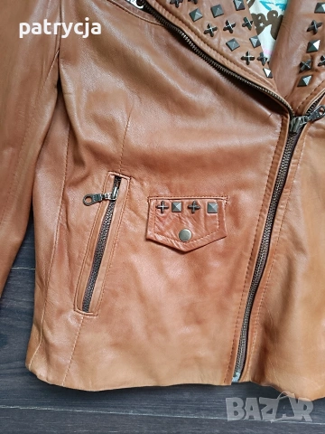 кафяво кожено яке 40/Л, снимка 5 - Якета - 53180518