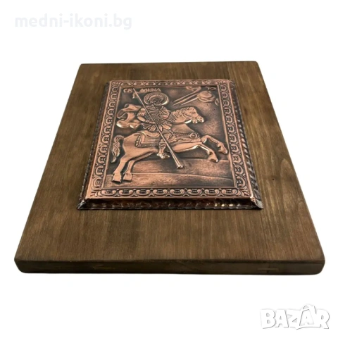 МЕДНА ИКОНА ГОЛЯМА СВЕТИ ВЕЛИКОМЪЧЕНИК МИНА, снимка 3 - Икони - 53631966