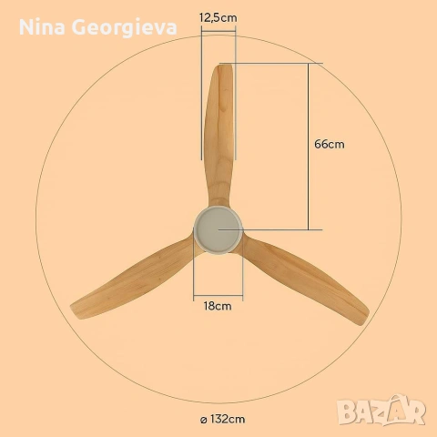 Таванен вентилатор с LED светлина -50% отстъпка - Brizy Bright Ceiling Fan, снимка 5 - Вентилатори - 54289938
