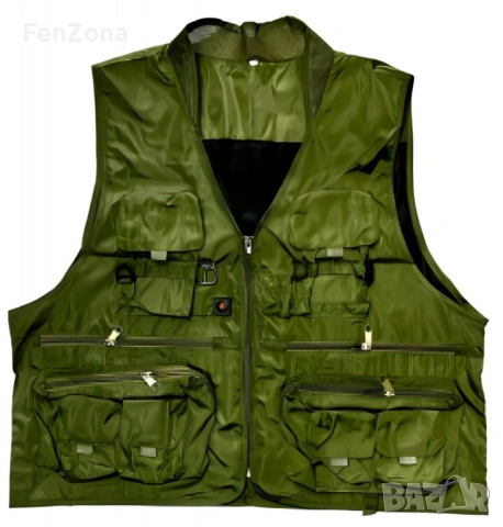 Рибарска жилетка ,елек в зелено, размери 2XL/3XL, с много джобове