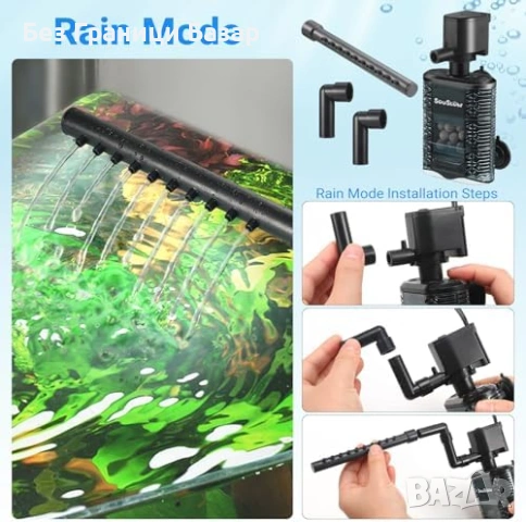 Нов Тих вътрешен филтър за аквариум 3-15G с активен въглен + гъба, снимка 3 - Оборудване за аквариуми - 53697348