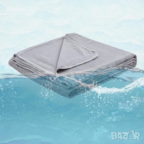 EMME Охлаждащо одеяло за лято, Q-Max >0,4 нощно изпотяване, 152x203 см, сиво на райета, снимка 2 - Олекотени завивки и одеяла - 45522632