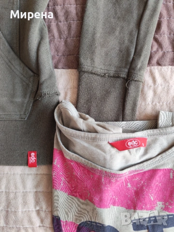 Комплект тютюнево зелена жилетка и блуза EDC by Esprit, размер ХS-S, снимка 2 - Жилетки - 54224523