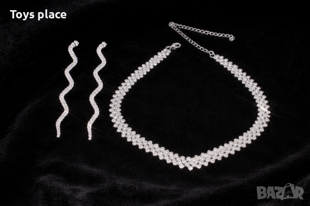 Елегантни бижута с блясък – обеци и колие/чокър с кристали ✨