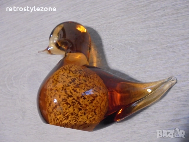 № 8426 Стара стъклена фигура патица  , снимка 5 - Други ценни предмети - 53013721