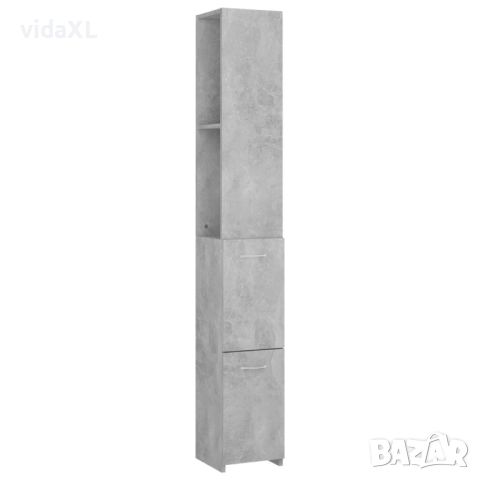 vidaXL Шкаф за баня, бетонно сив, 25x26,5x170 см, инженерно дърво（SKU:808435, снимка 1 - Шкафове - 46322389