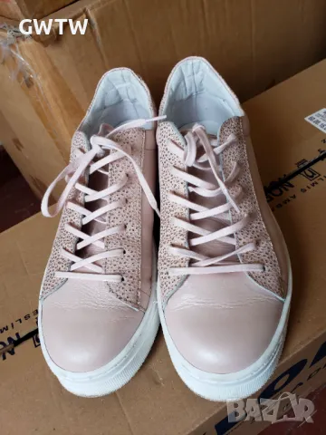 Розови кецове от естествена кожа, снимка 6 - Кецове - 49801376