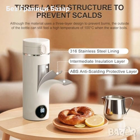 Нова Портативна електрическа кана 500 мл USB-C 6 температури 24ч режим, снимка 6 - Други - 53839362