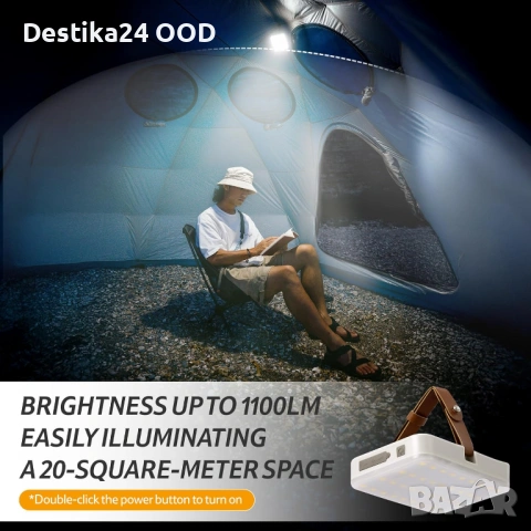 Акумулаторна къмпинг LED лампа 1100LM мощна къмпинг светлина 11000mAh, снимка 8 - Лед осветление - 53477384