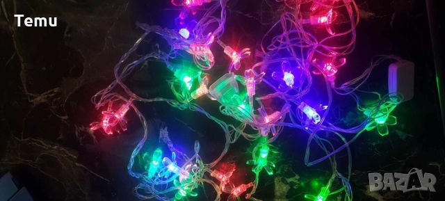 Многоцветни коледни LED лампички с цветя с щепсел  - Многоцветни, дължина - 5м ,28бр лампички.С мног, снимка 6 - Декорация за дома - 45579801