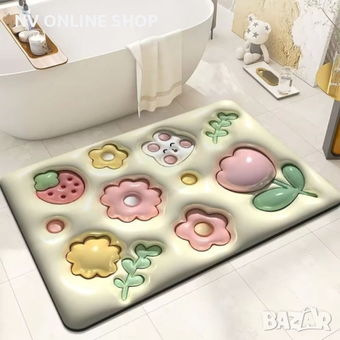 Бързо съхнеща 3D постелка за баня в различни разцветки 60х40см, снимка 5 - Други стоки за дома - 53180299