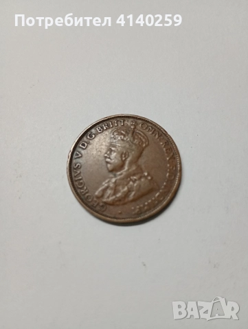 АВСТРАЛИЯ МОНЕТА   1/2 ПЕНИ 1929 Г , снимка 2 - Нумизматика и бонистика - 52809122