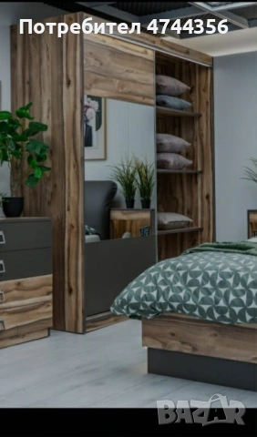 НОВ Гардероб с плъзгащи врати и огледала – 180/60/200 см