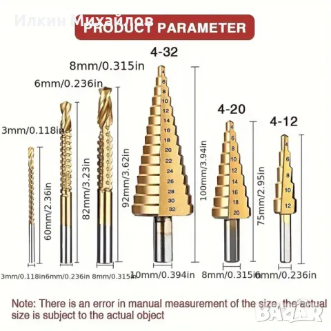 Комплект конусни стъпаловидни свредла бургии за метал, ламарина и др, снимка 6 - Други инструменти - 48174991