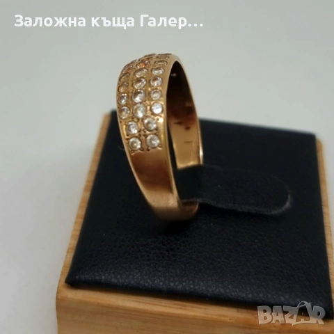 Стилен златен пръстен с фианити – 585, 4,36г, снимка 4 - Пръстени - 54215948