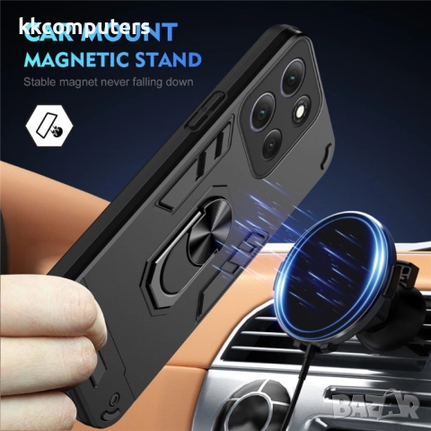 Калъф за Motorola Moto G86 5G / Power 5G , Въртящ се Стенд - Черен, [Тъмносин/Зелен] | Anti-Drop PC+, снимка 4 - Калъфи, кейсове - 51940797