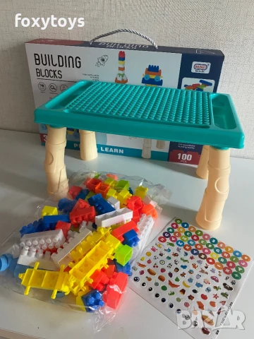 Масичка с конструктор - 100 елемента, снимка 6 - Конструктори - 51180275