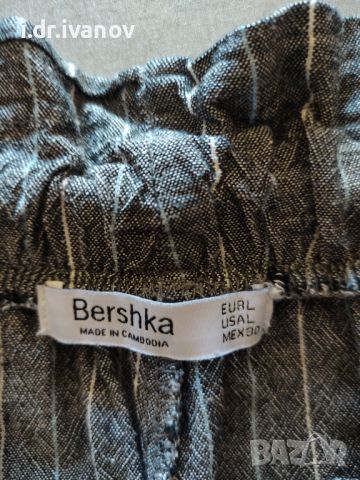 Bershka къси памучни панталонки с висока талия и коланче, снимка 4 - Къси панталони и бермуди - 45490374