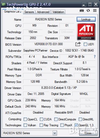 Видео карта ATi Radeon Sapphire R9250 Atlantis 128MB DDR 128bit AGP, снимка 10 - Видеокарти - 45874807