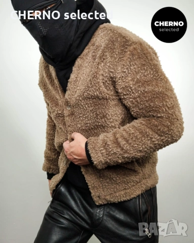  Мъжко кафяво поларено • шерпа флийс яке WEEKDAY Cody pile fleece cardigan – размер M•L