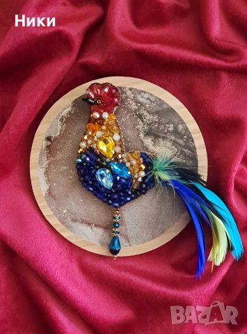 Брошка ръчна изработка Петел 