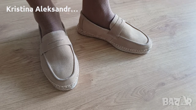 НОВИ Унисекс еспадрили от естествен велур, тип мокасини/лоуфъри