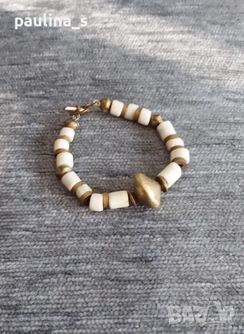 Три броя / Винтидж / Гривна от месинг, слонова кост и натурален седеф , снимка 12 - Гривни - 47520857