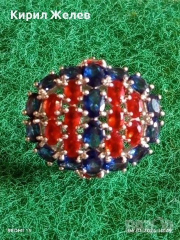 Ефектен сребърен пръстен тип Коктейлен с Рубини и Сапфири за официални събития 51788