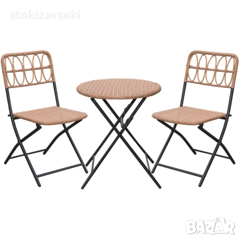 Градински комплект маса с два стола, снимка 2 - Градински мебели, декорация  - 51221069