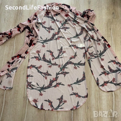 Розова риза Samsoe Samsoe с флорален дизайн, вискоза, дамска размер L, снимка 7 - Ризи - 53244480