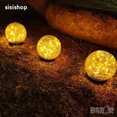 Водоустойчива декоративна лампа „Кристална топка“ за външно осветление 4472, снимка 5 - Соларни лампи - 53977635