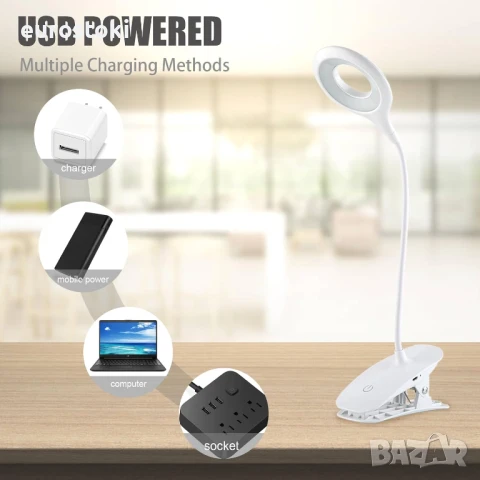 EXTRASTAR 40 LED настолна USB лампа 4,6W с щипка за закрепване и сензор за докосване, снимка 2 - Настолни лампи - 51253748