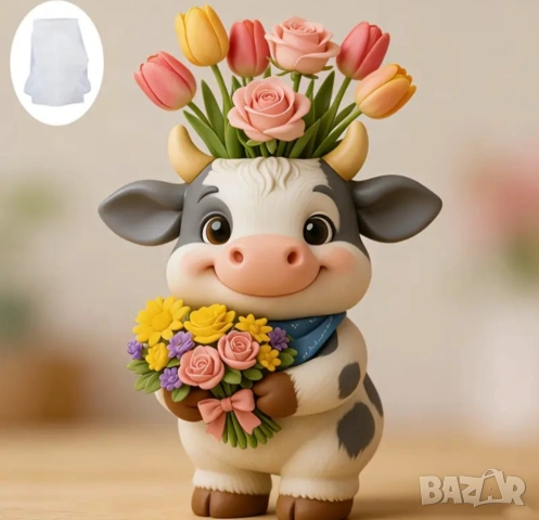 Молд кашпа теленце с букет , снимка 9 - Форми - 53521969