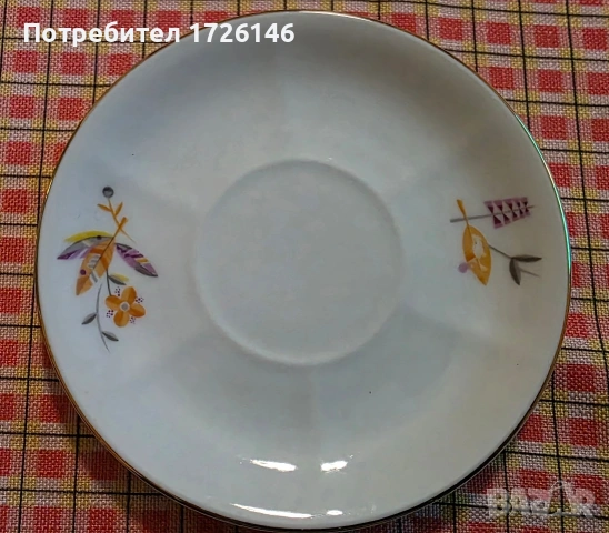 Фин порцелан с позлата - сет 2 броя и чинийки 3 броя на Zeh Scherzer Bavaria , снимка 6 - Чаши - 54040197