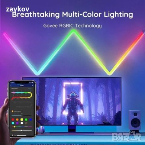 Govee H6062 Glide RGBIC Стенна лампа RGB (6+1), снимка 3 - Лед осветление - 46701136