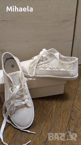 Бели платненки с дантела , н. 36, снимка 2 - Кецове - 51552656