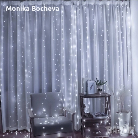 Коледна завеса с 300 лампички -3×3м, снимка 2 - Декорация за дома - 52684688