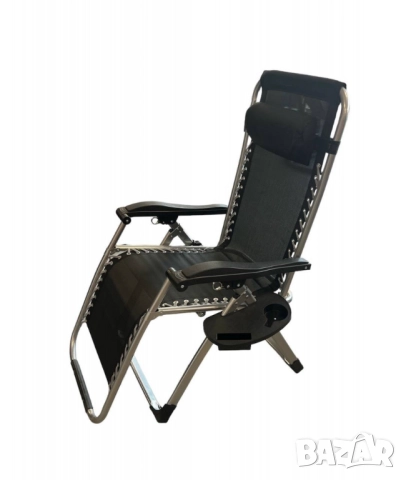 Cтол тип шезлонг cгъваем и регулируем с облегалка за градина или тераса, цвят черен, снимка 8 - Други стоки за дома - 52093937