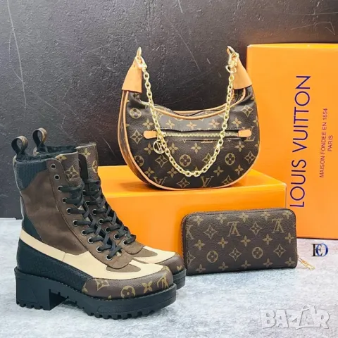 дамски боти, чанта / раница и портмоне louis vuitton , снимка 3 - Чанти - 48684852