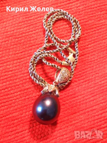 МАРКОВО ПЕРЛЕНО СРЕБЪРНО КОЛИЕ СРЕБРО 925 с ОГРОМНА НАТУРАЛНА ЧЕРНА ПЕРЛА БИСЕР и ЦИРКОНИ 25989, снимка 10 - Колиета, медальони, синджири - 49247395