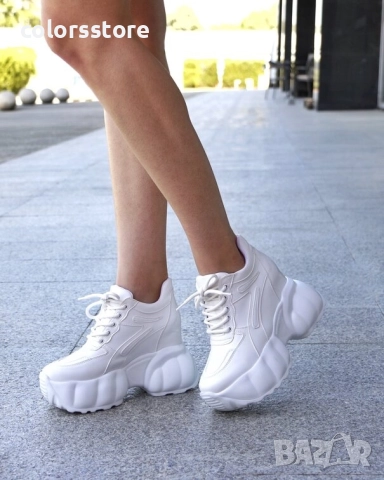 Кецове на платформа - бяла кожа - PA90 , снимка 2 - Кецове - 51474367