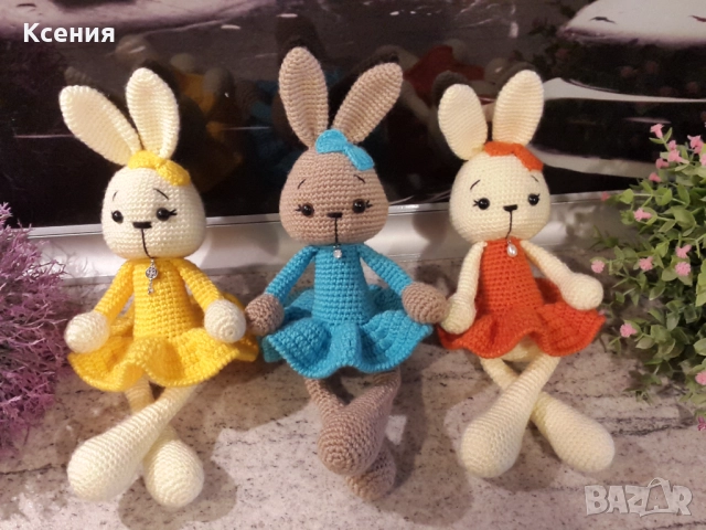 Плетена играчка Зайче-балерина, ръчно изработени,прекрасен подарък, снимка 8 - Плюшени играчки - 51949444