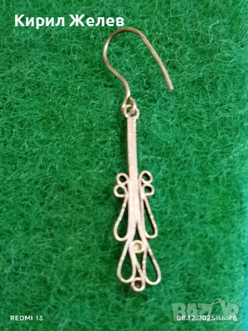 Сребърна нежна АРТ обеца ювелирна изработка 52416